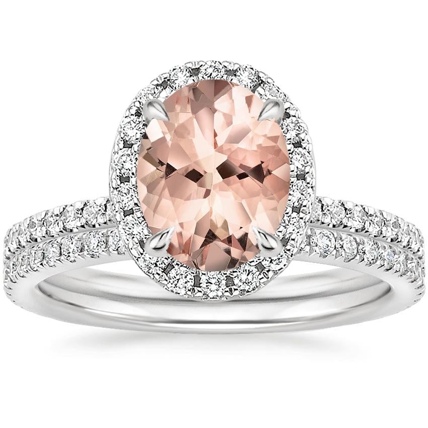 18KW Morganite Waverly Diamond Bridal Set (2/3 ct. tw.), top view