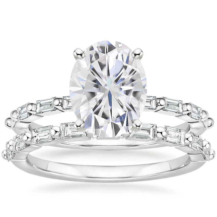 18KW Moissanite Dominique Diamond Bridal Set, top view