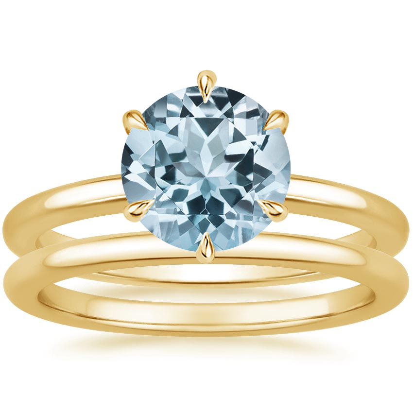 18KY Aquamarine Esme Bridal Set, top view