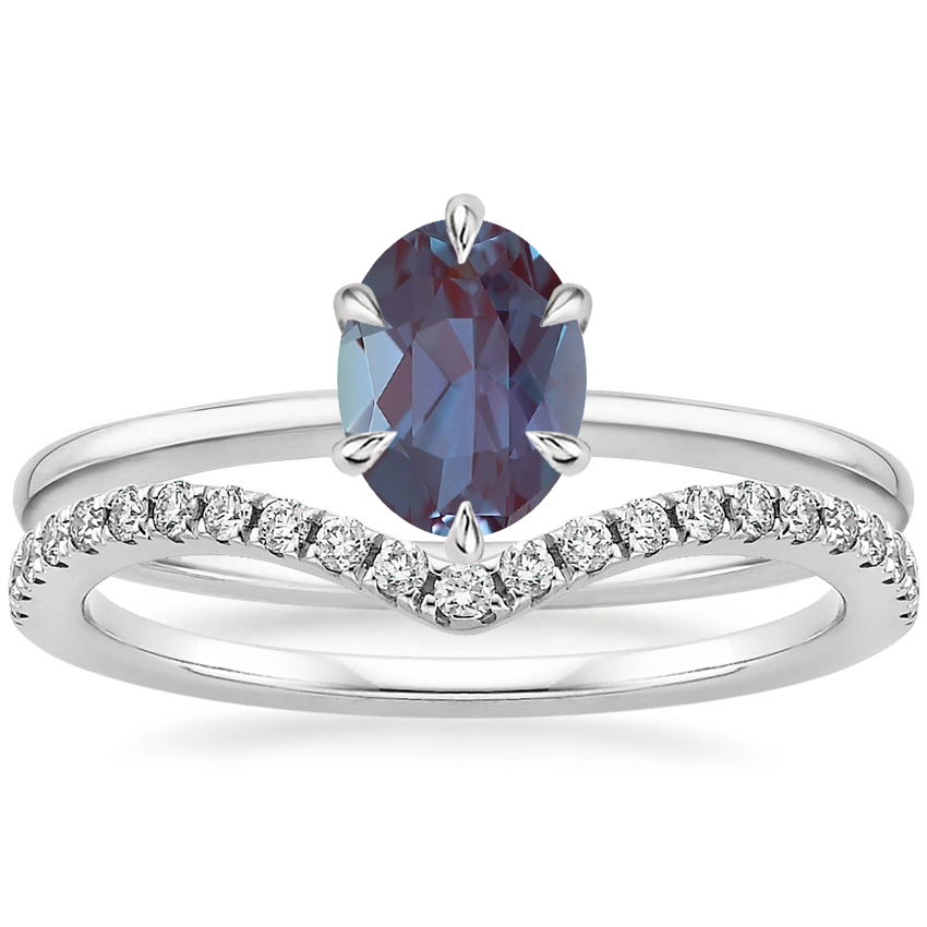 Platinum Petite Esme Solitaire Ring with Flair Diamond Ring (1/6 ct. tw.)