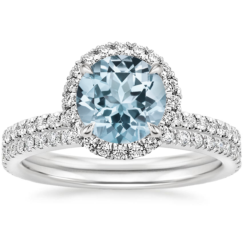 18KW Aquamarine Waverly Diamond Bridal Set (2/3 ct. tw.), top view