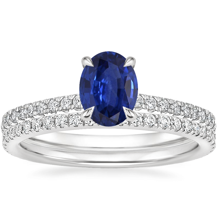 18K White Gold Petite Demi Diamond Ring (1/5 ct. tw.) with Luxe Ballad Diamond Ring (1/4 ct. tw.)