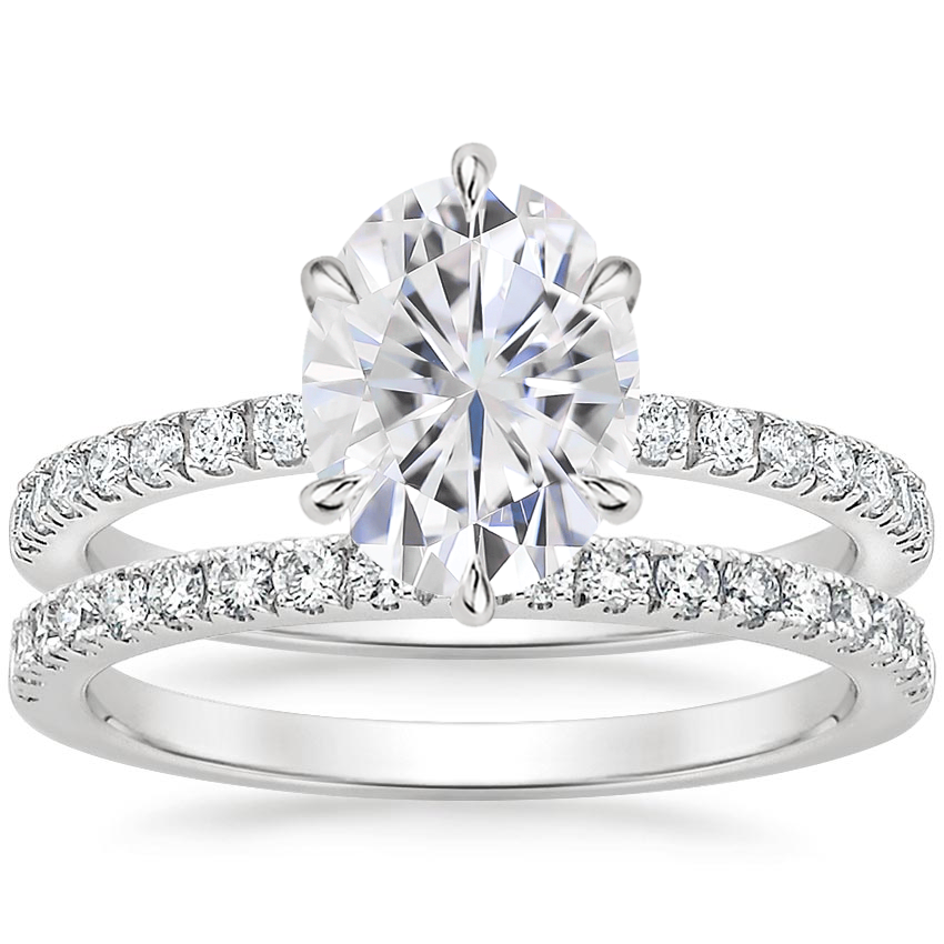 PT Moissanite Bliss Diamond Ring (1/6 ct. tw.) with Bliss Diamond Ring (1/5 ct. tw.), top view