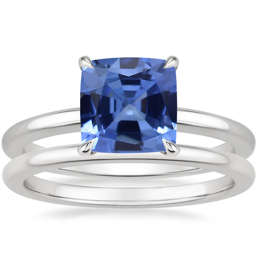 18K White Gold Elodie Ring with Petite Comfort Fit Wedding Ring