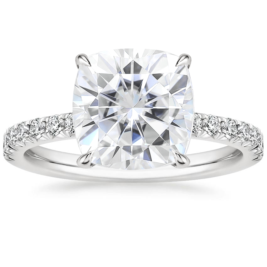 18K White Gold Amelie Half Coverage Diamond Ring, large top view
