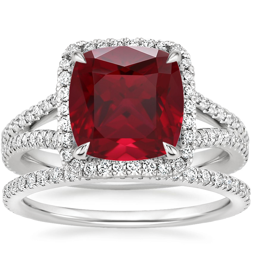 18K White Gold Fortuna Diamond Ring (1/2 ct. tw.) with Luxe Ballad Diamond Ring (1/4 ct. tw.)