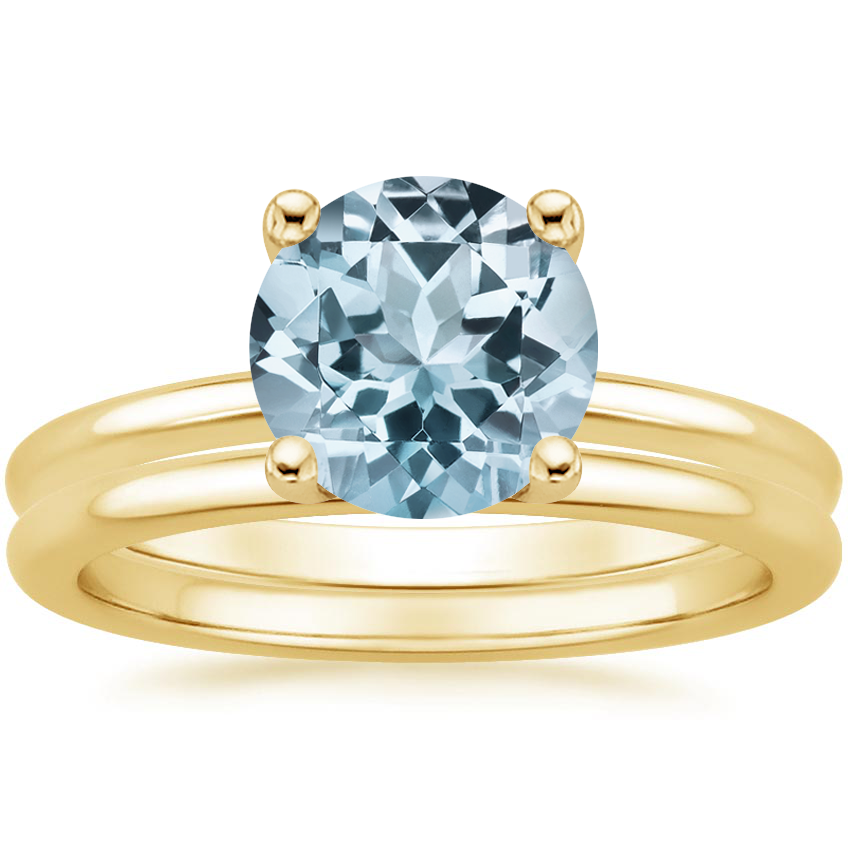 18KY Aquamarine Perfect Fit Bridal Set, top view