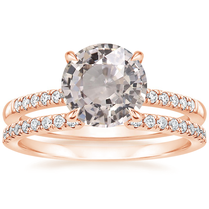 14K Rose Gold Petite Viviana Diamond Ring (1/6 ct. tw.) with Sia Diamond Ring (1/8 ct. tw.)