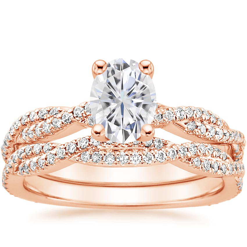 14KR Moissanite Petite Luxe Twisted Vine Bridal Set (1/2 ct. tw.), top view