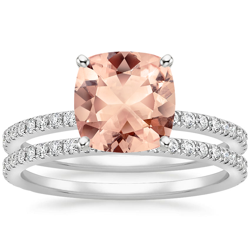 18KW Morganite Luxe Ballad Bridal Set (1/2 ct. tw.), top view
