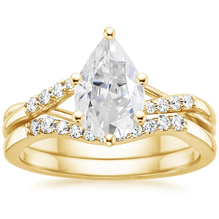 18KY Moissanite Chamise Diamond Bridal Set, top view
