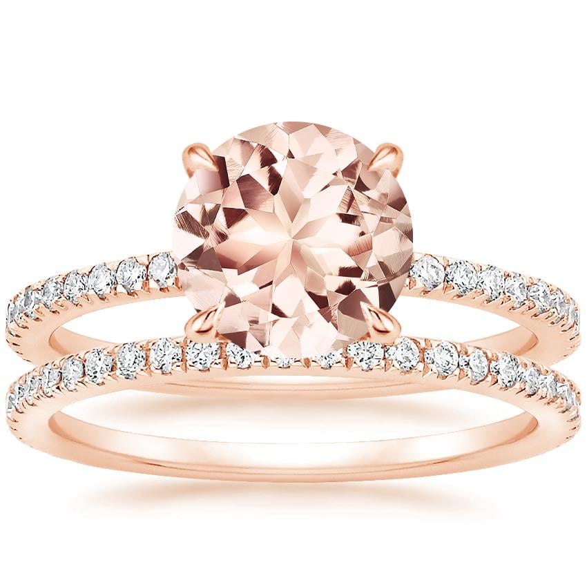14KR Morganite Luxe Viviana Diamond Bridal Set (1/2 ct. tw.), top view