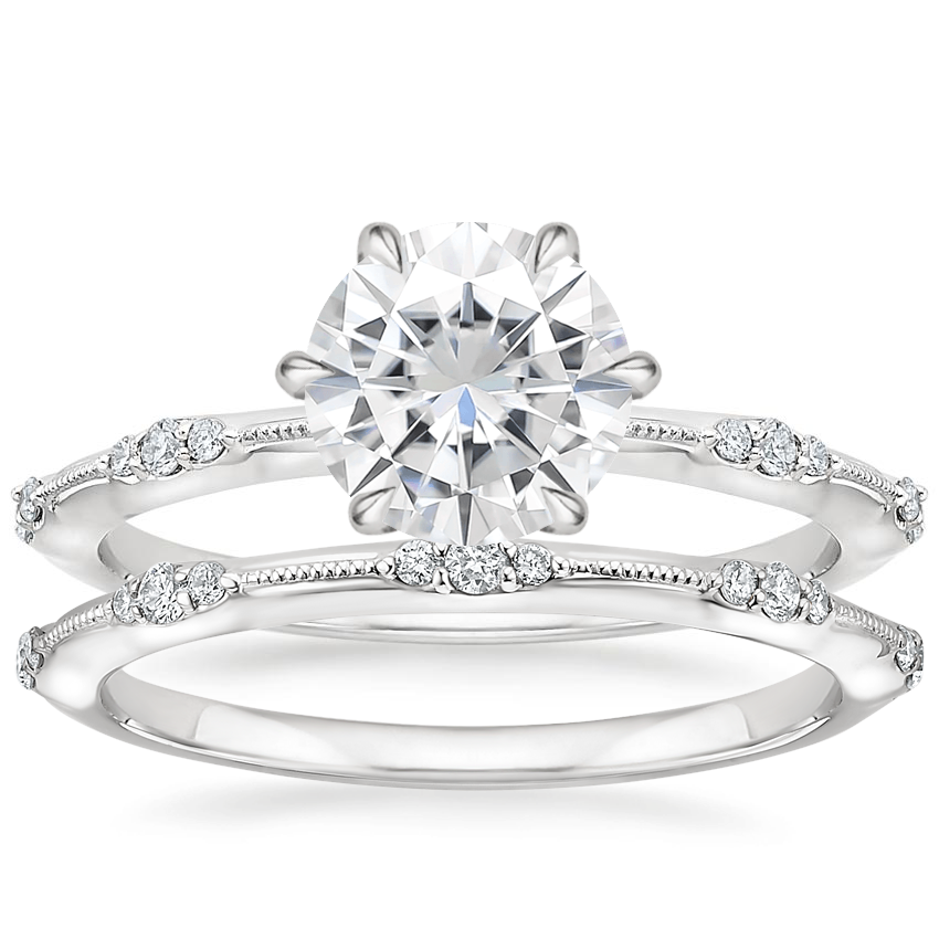 18KW Moissanite Alena Diamond Bridal Set, top view