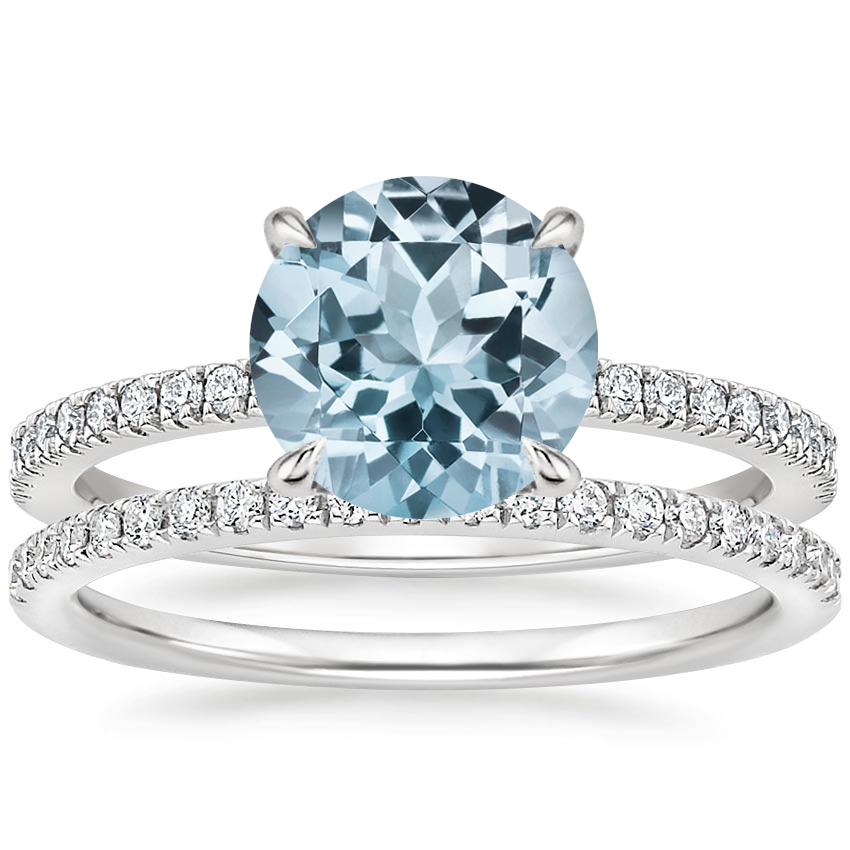 18KW Aquamarine Viviana Diamond Bridal Set (2/5 ct. tw.), top view