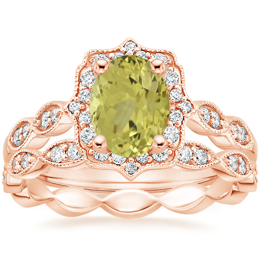14K Rose Gold Cadenza Halo Diamond Ring with Cadenza Eternity Diamond Ring 1 4 ct. tw