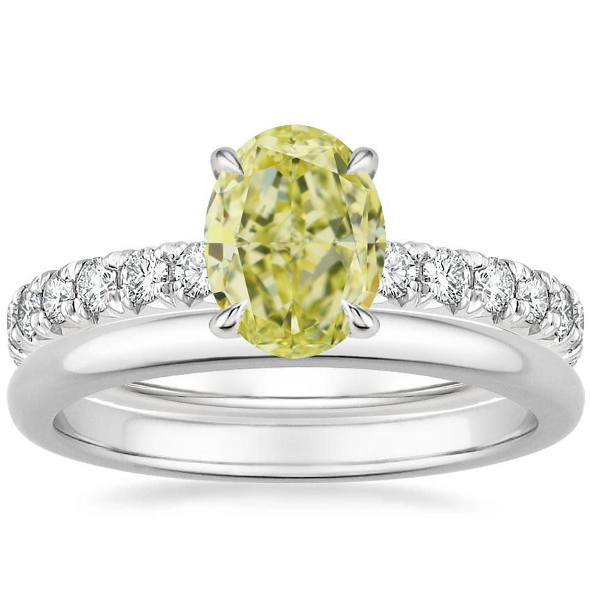 18K White Gold Olympia Diamond Ring with 2mm Comfort Fit Wedding Ring