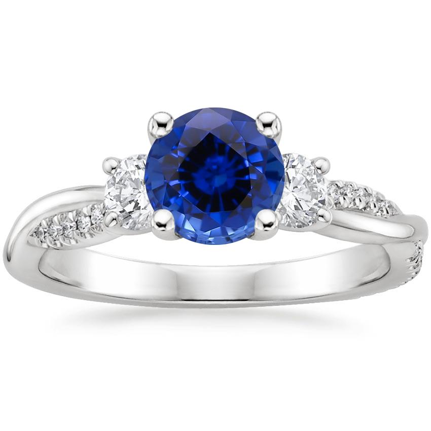 Sapphire Petite Twisted Vine Three Stone Diamond Ring (2/5 ct. tw.) in 18K White Gold