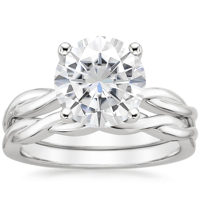 18KW Moissanite Twisted Vine Bridal Set, top view