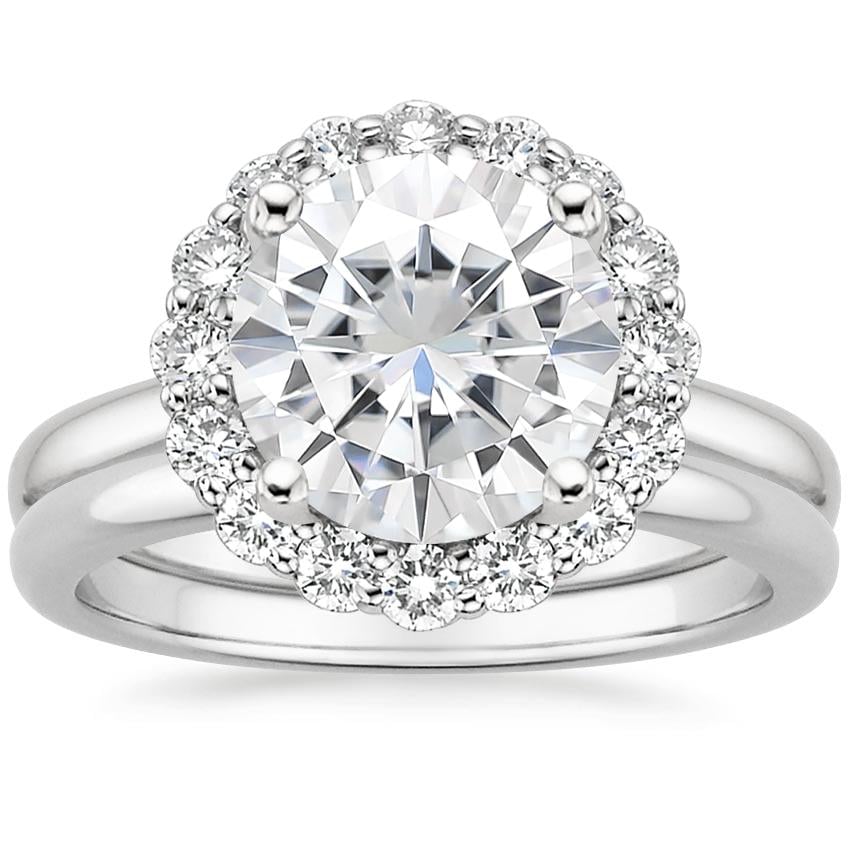 18KW Moissanite Lotus Flower Diamond Bridal Set (1/4 ct. tw.), top view