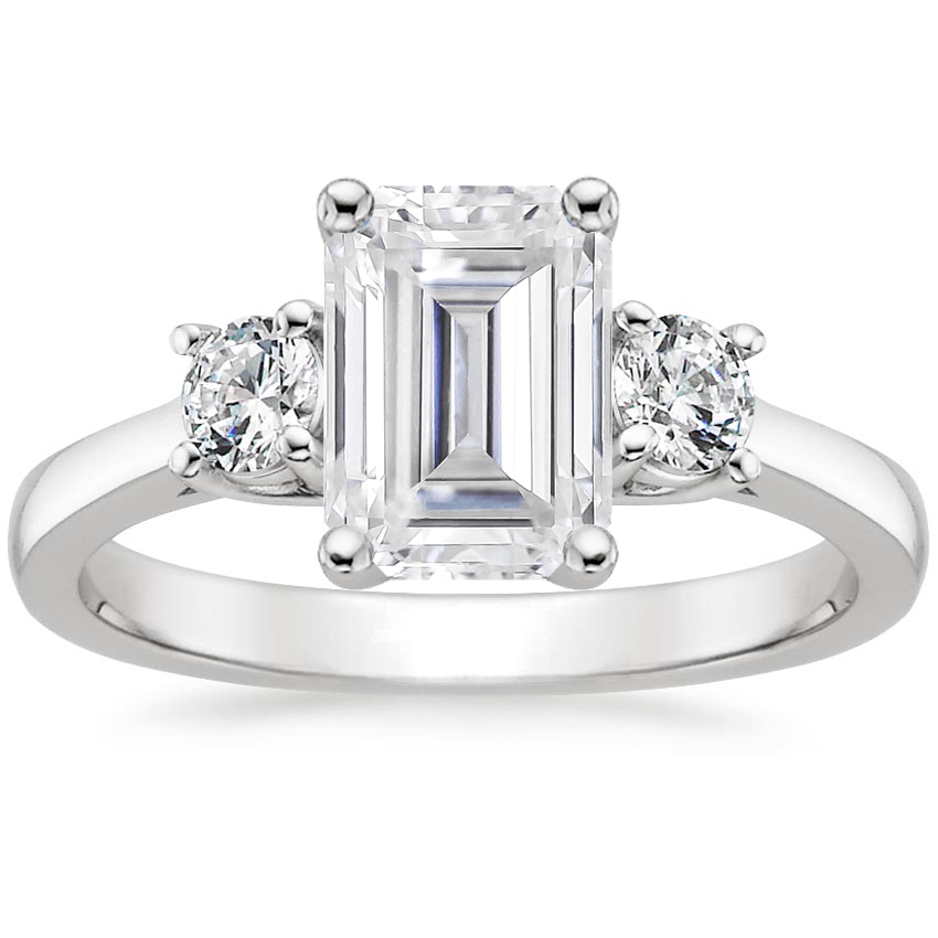 Moissanite Petite Three Stone Trellis Diamond Ring (1/3 ct. tw.) in 18K ...