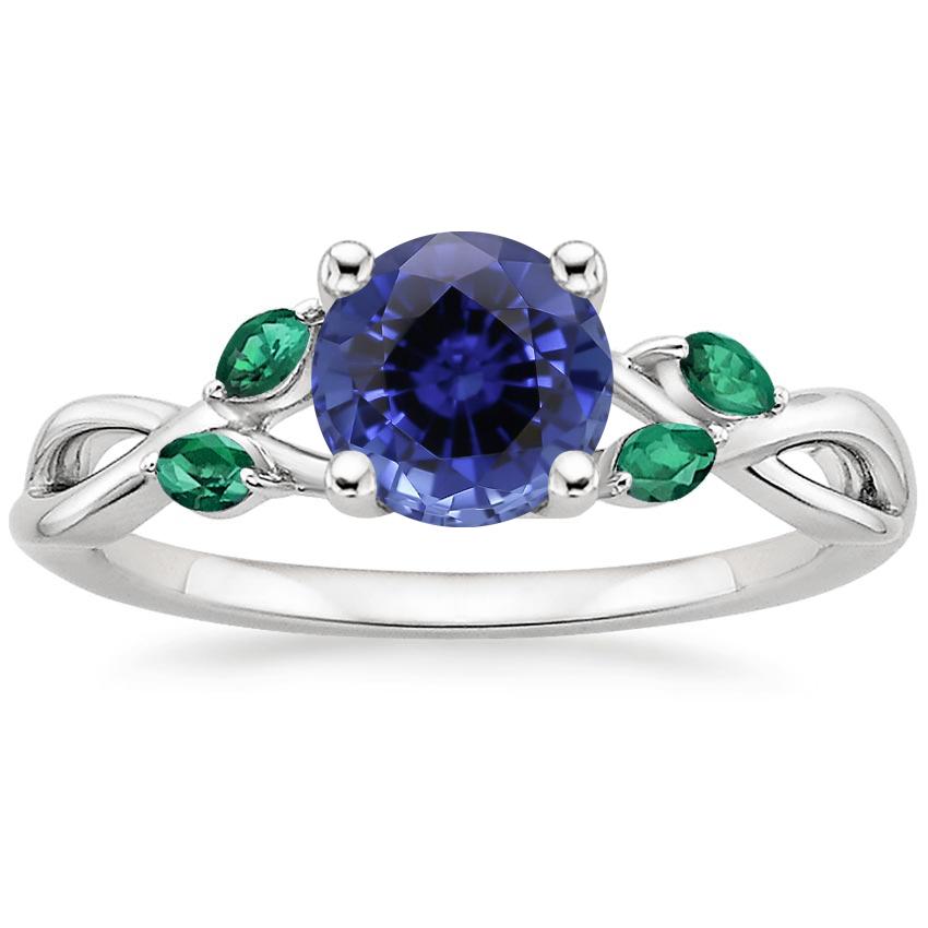 Sapphire Willow Ring With Lab Emerald 
