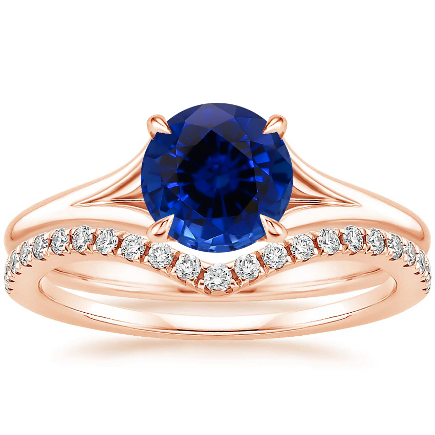 14KR Sapphire Reverie Ring with Flair Diamond Ring (1/6 ct. tw.), top view