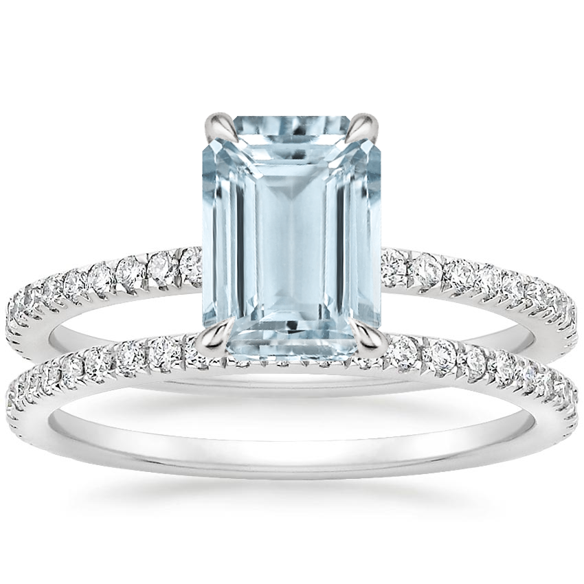 18KW Aquamarine Luxe Viviana Diamond Bridal Set (1/2 ct. tw.), top view
