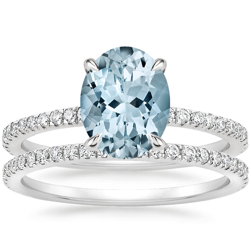 18KW Aquamarine Luxe Viviana Diamond Bridal Set (1/2 ct. tw.), top view