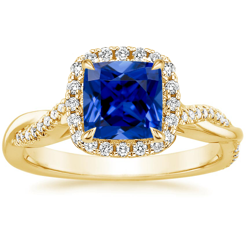 Sapphire Petite Twisted Vine Halo Diamond Ring (1/4 ct. tw.) in 18K ...