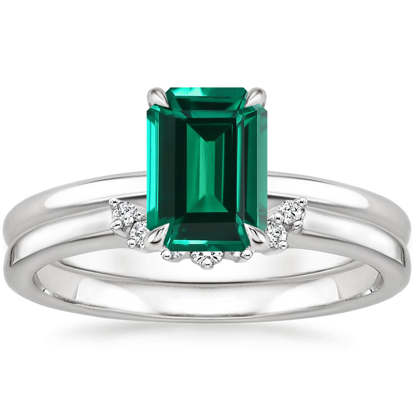 Platinum Elodie Ring with Crescent Diamond Ring