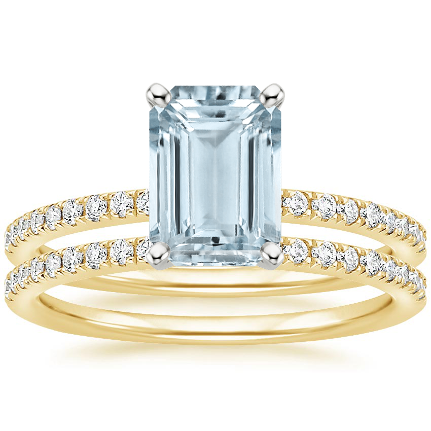 18KY Aquamarine Ballad Diamond Bridal Set (1/3 ct. tw.), top view