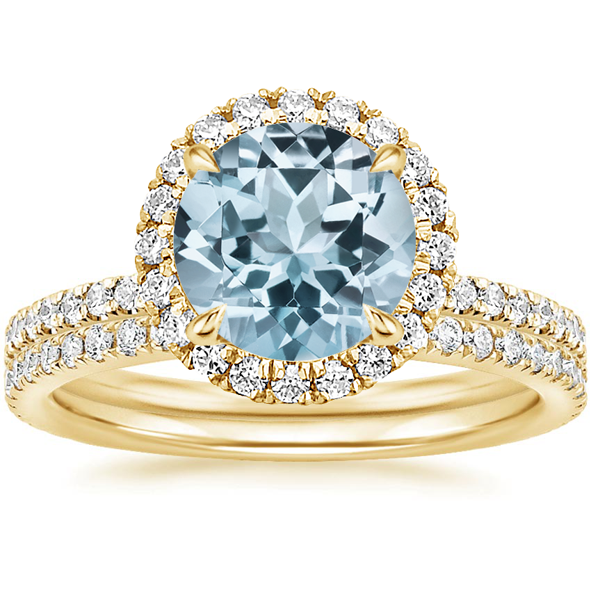 18KY Aquamarine Waverly Diamond Bridal Set (2/3 ct. tw.), top view