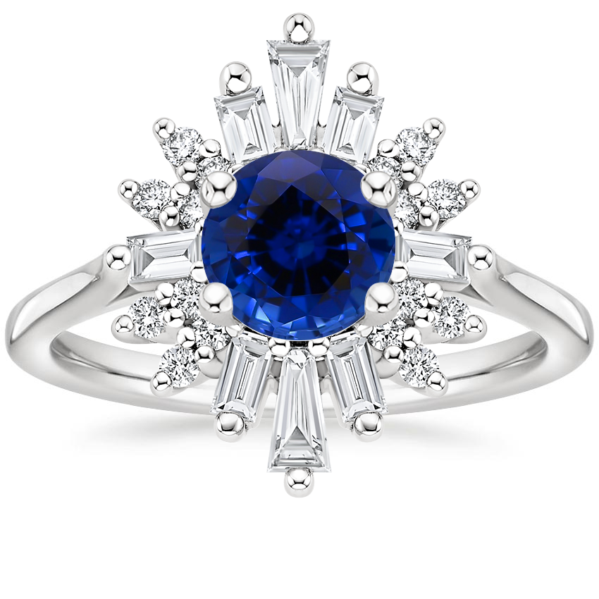 Sapphire Arabesque Diamond Ring (1/2 ct. tw.) in Platinum