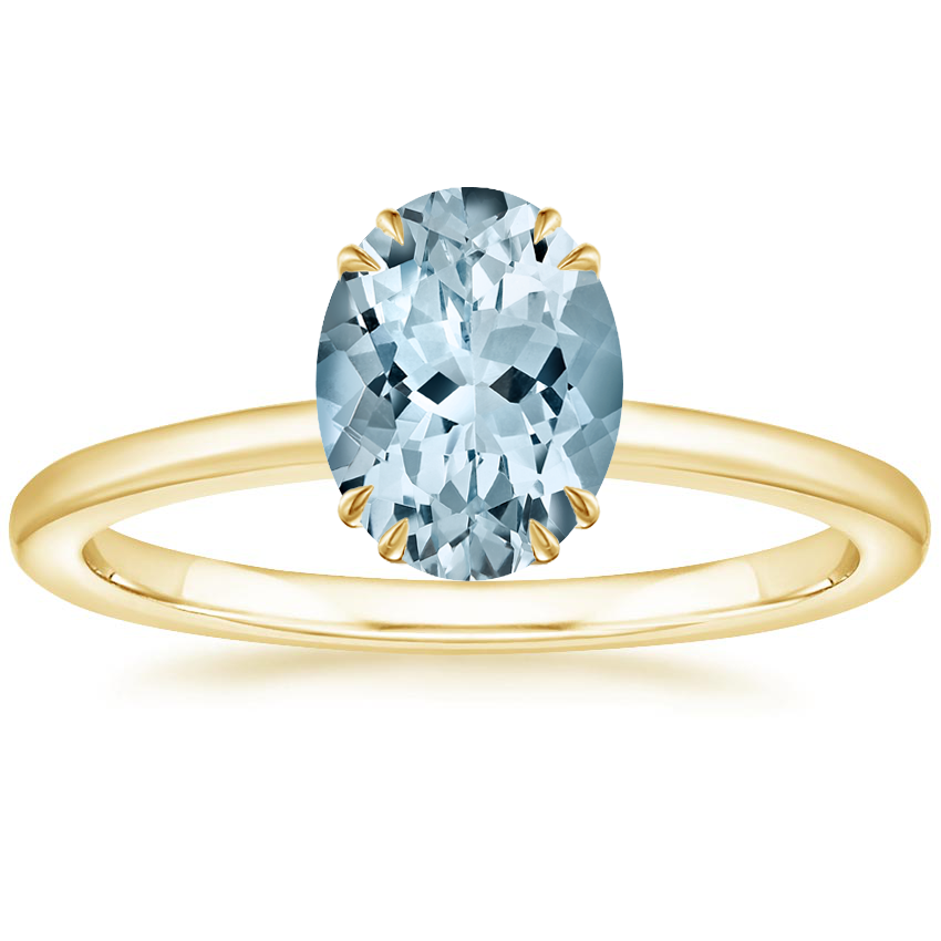 Yellow Gold Aquamarine Sora Diamond Ring