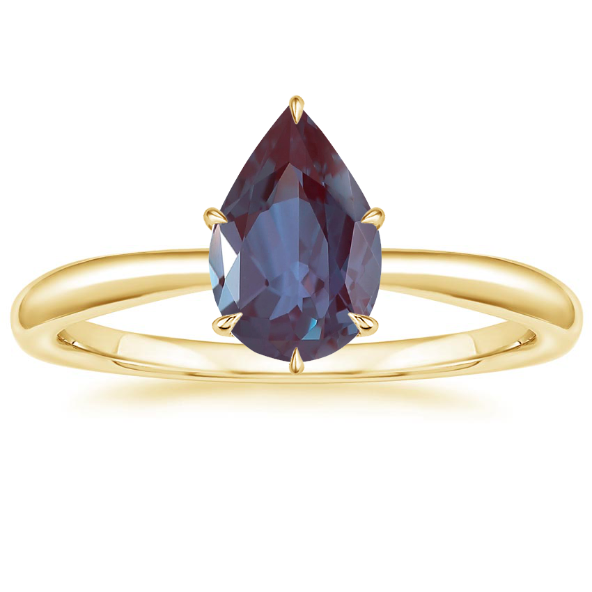 18K Yellow Gold Freesia 2mm Solitaire Ring, large top view