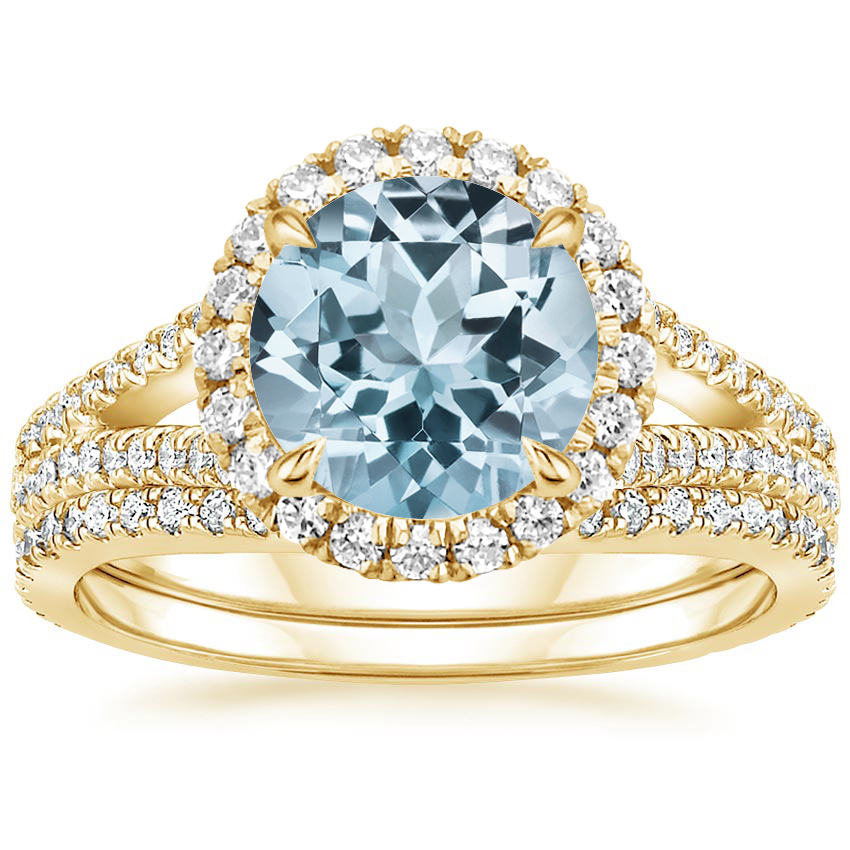 18KY Aquamarine Fortuna Diamond Bridal Set (2/3 ct. tw.), top view