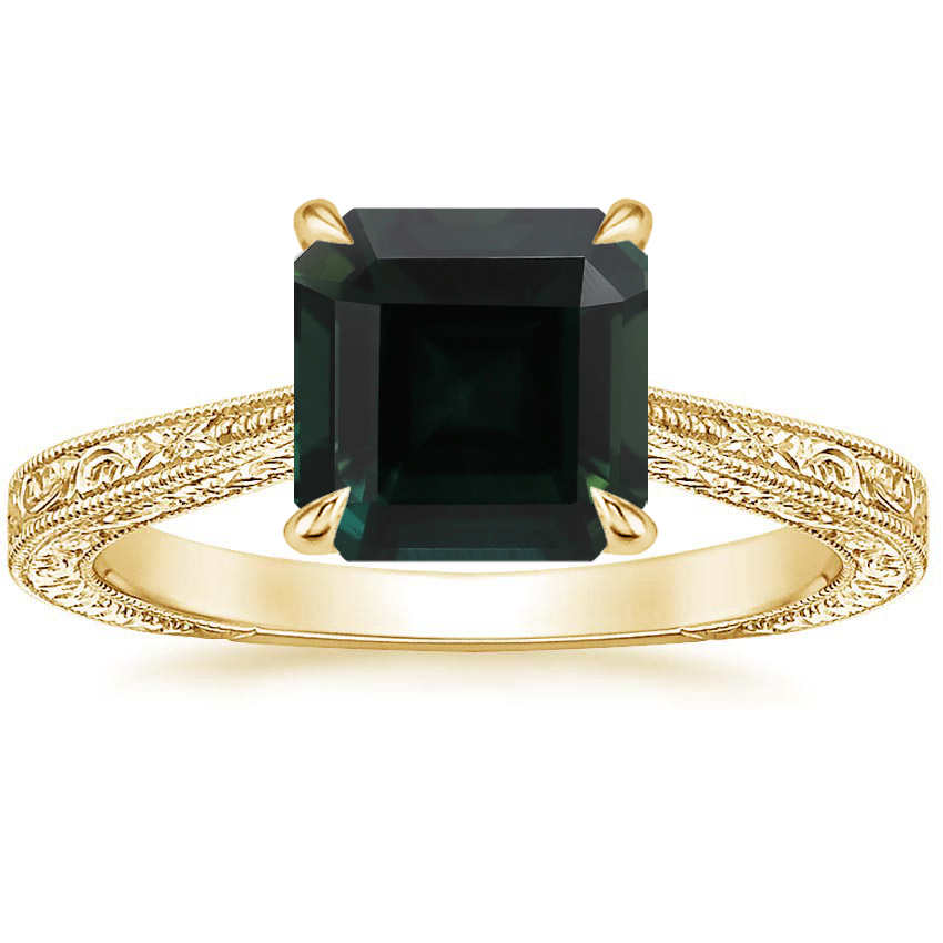 14K Yellow Gold Elsie Engraved Ring, large top view