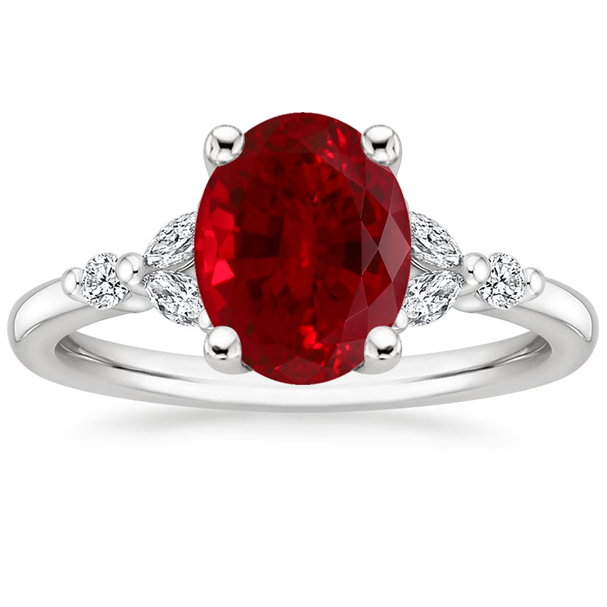 18K White Gold Verbena Diamond Ring, large top view