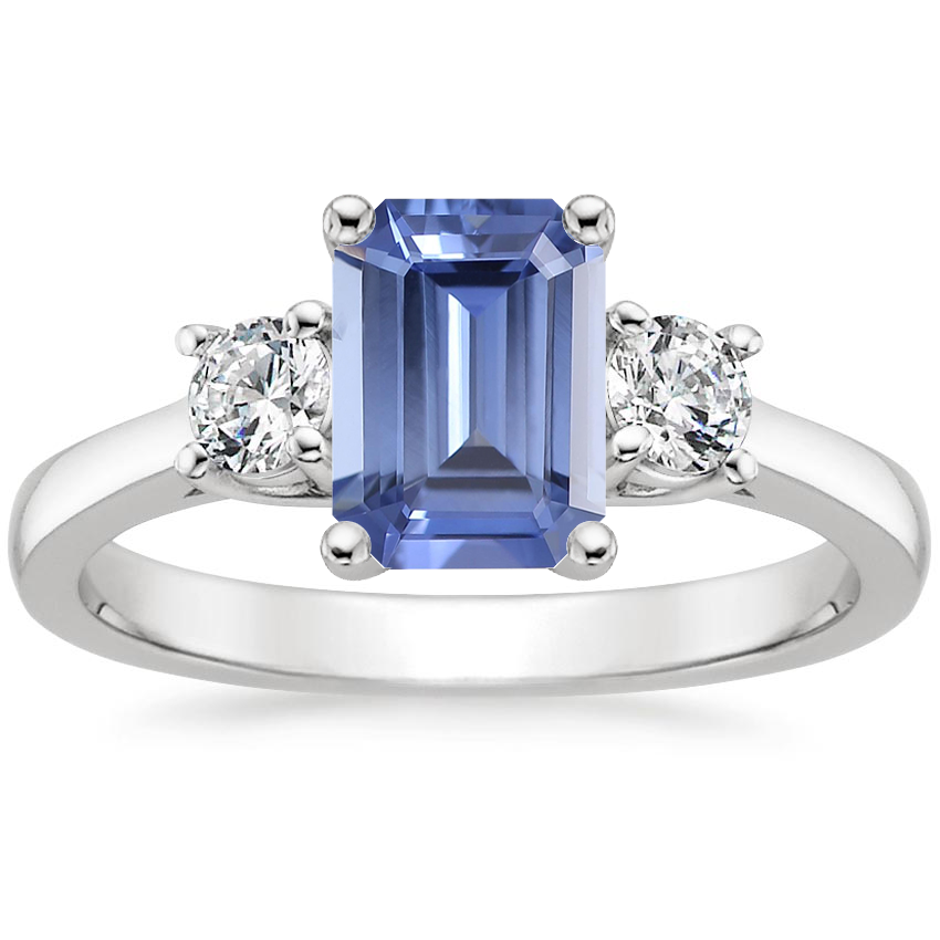 18K White Gold Petite Three Stone Trellis Diamond Ring (1/3 ct. tw.), large top view