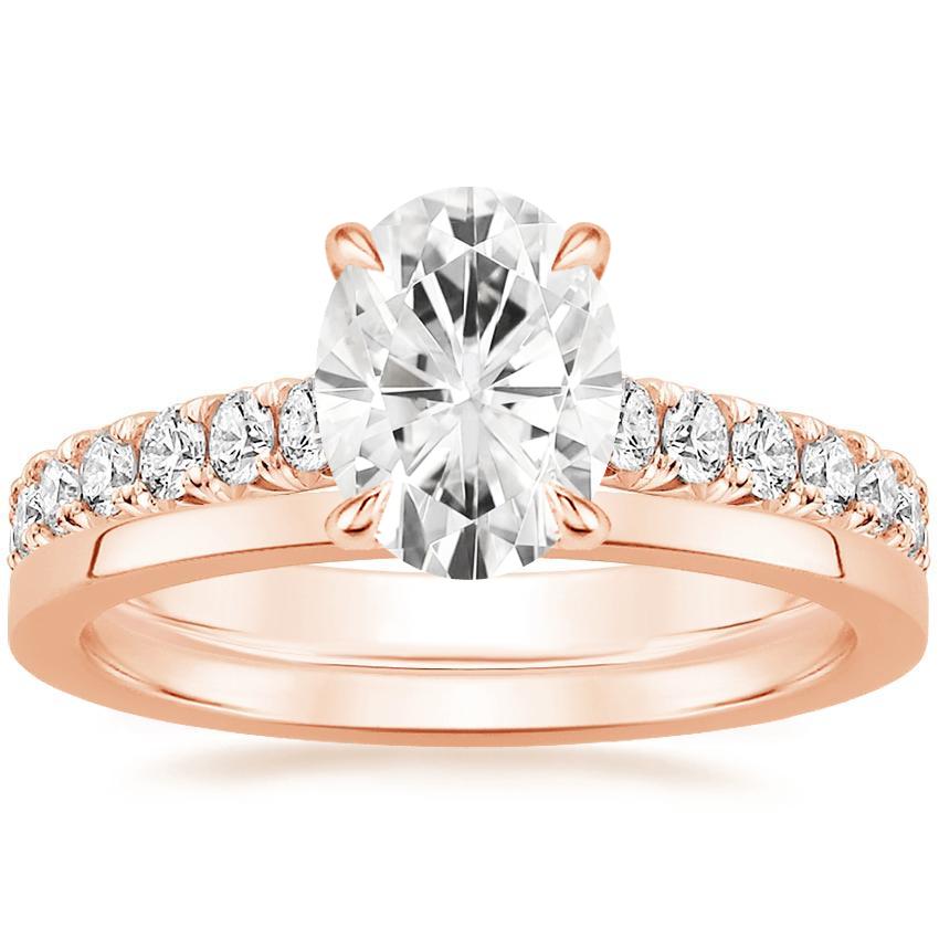 14KR Moissanite Sienna Diamond Ring (2/5 ct. tw.) with Petite Quattro Diamond Ring, top view