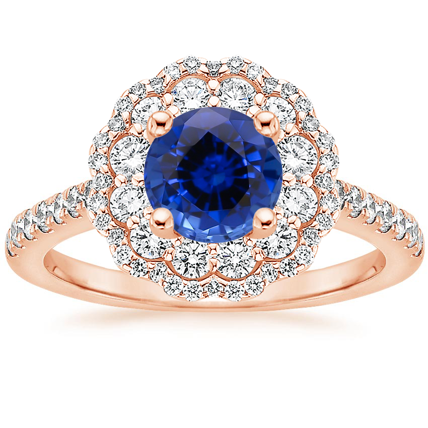 Sapphire Rosa Diamond Ring in 14K Rose Gold