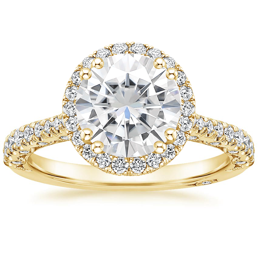 Yellow Gold Moissanite Tacori Petite Crescent Bloom Diamond Ring