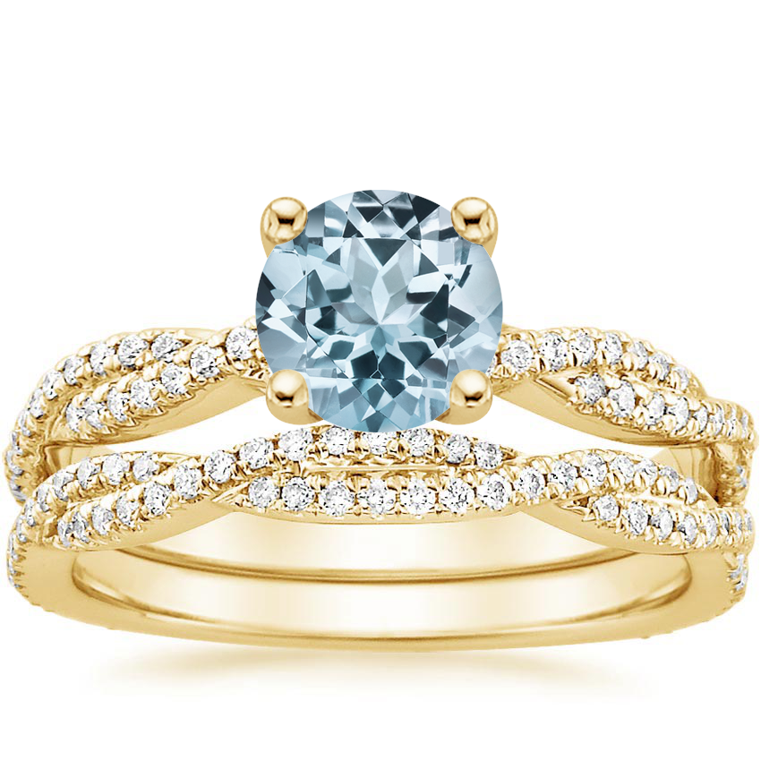 18KY Aquamarine Petite Luxe Twisted Vine Bridal Set (1/2 ct. tw.), top view