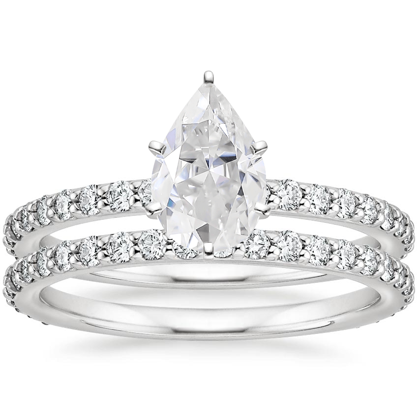 18KW Moissanite Luxe Petite Shared Prong Diamond Bridal Set (3/4 ct. tw.), top view