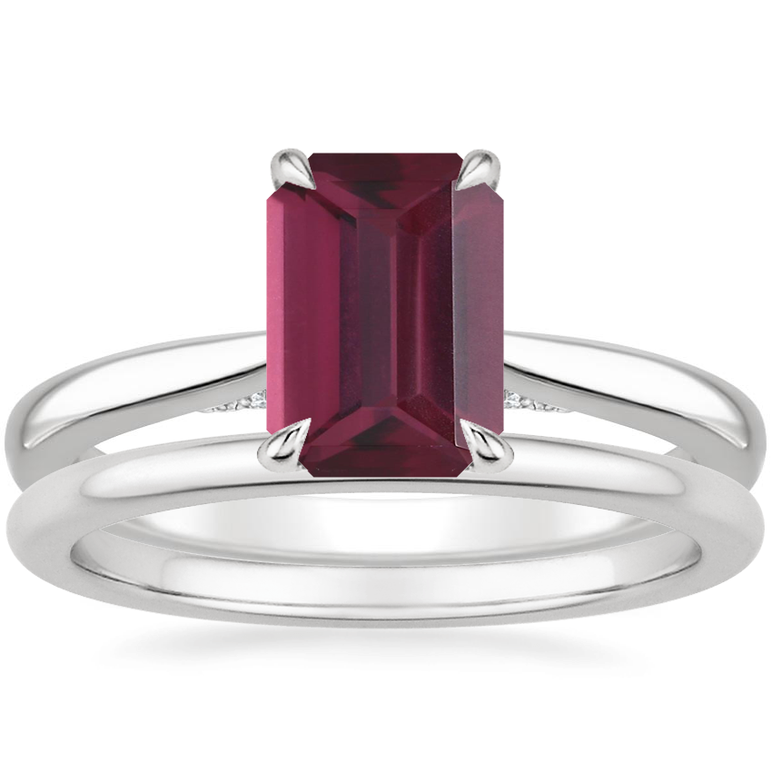 18K White Gold Dawn Diamond Ring with Petite Comfort Fit Wedding Ring