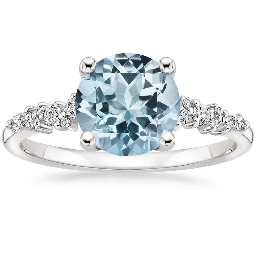 Aquamarine Aurora Diamond Ring in 18K White Gold