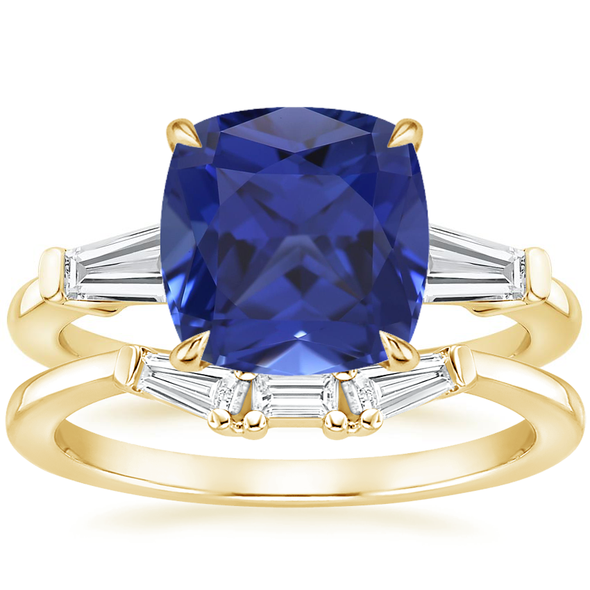 18K Yellow Gold Symphony Diamond Ring (1/2 ct. tw.) with Tapered Baguette Diamond Ring