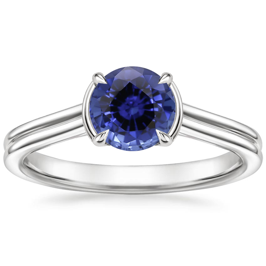 Sapphire Jade Trau Alure Solitaire Ring in 18K White Gold
