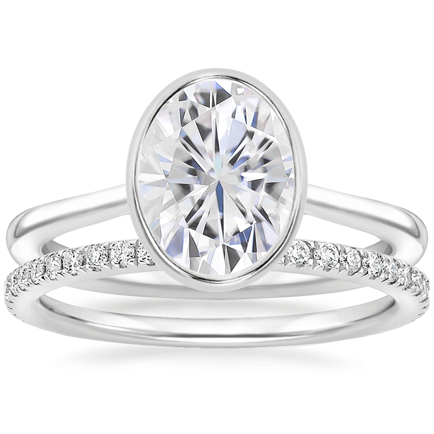 Platinum Petite Luna Bezel Ring with Luxe Ballad Diamond Ring (1/4 ct. tw.)