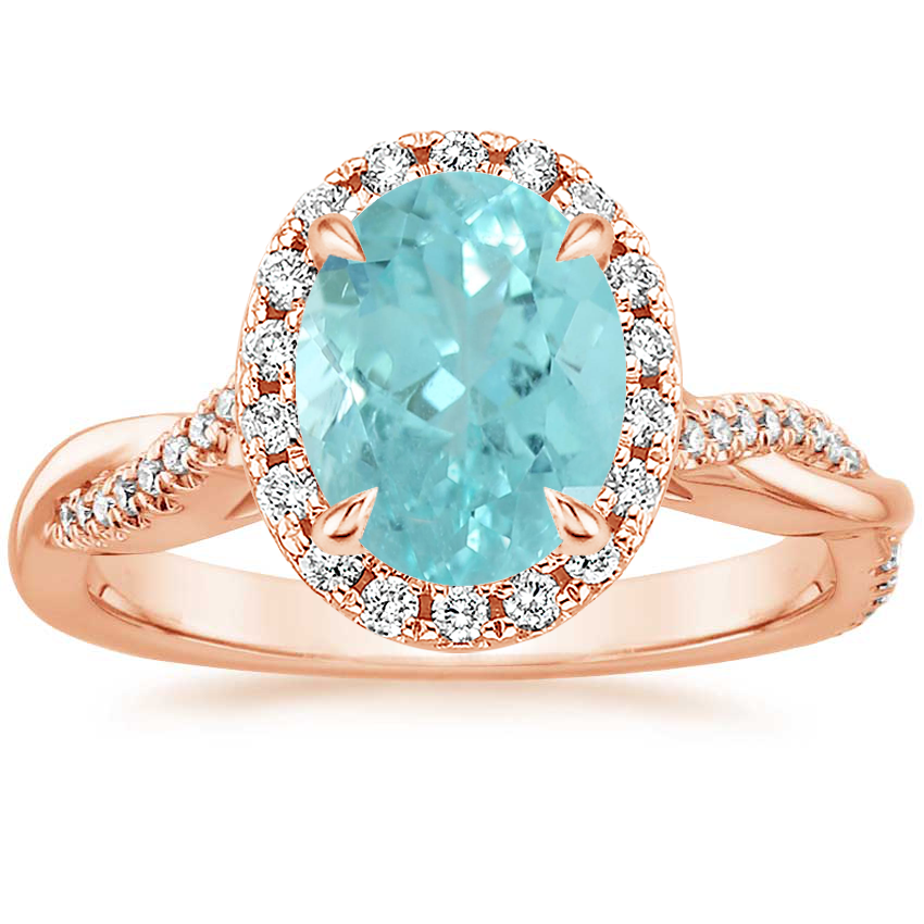 14K Rose Gold Petite Twisted Vine Halo Diamond Ring (1/4 ct. tw.), large top view